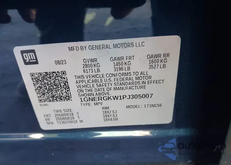 2023 Chevrolet Traverse Fwd Lt Cloth from USA, damaged, VIN 1GNERGKW1PJ305007